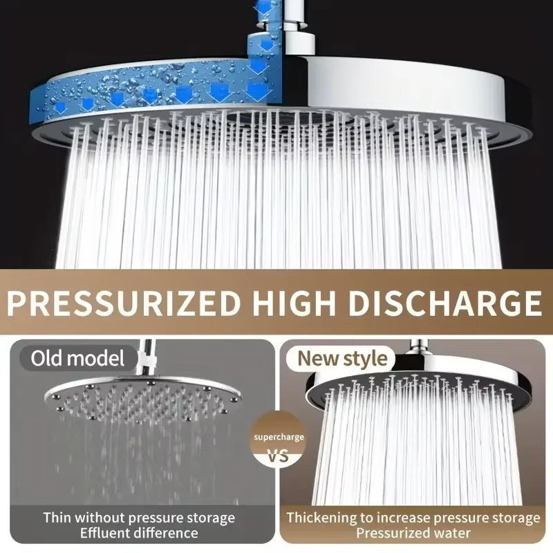 25cm Top Spray Large Water Volume Booster Shower Head Pressurized Single Head Home Bathroom Shower Head