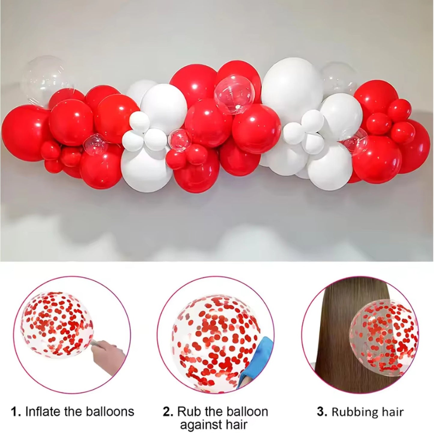 41pcs Pearl White Red Latex Balloon Set 12 Inch Red Confetti Balloons Birthday Wedding Bride Wedding Christmas Decorations