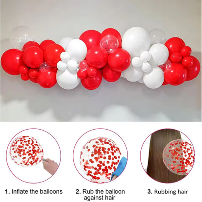 41pcs Pearl White Red Latex Balloon Set 12 Inch Red Confetti Balloons Birthday Wedding Bride Wedding Christmas Decorations