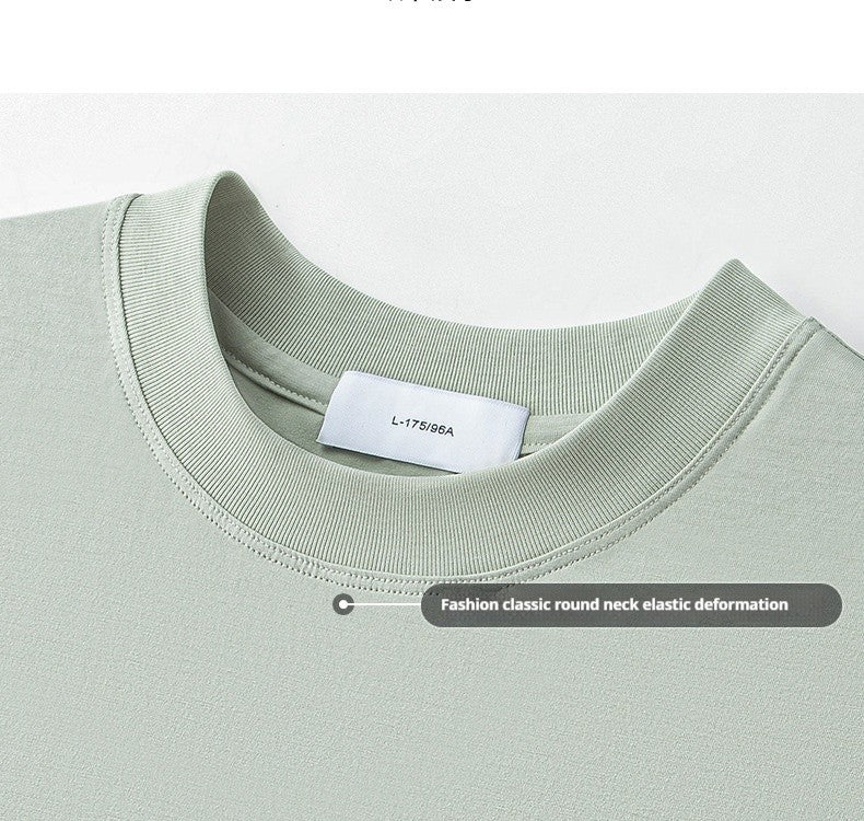 64% Cotton 25% Bamboo Fiber Cool T Shirt Men Short Sleeve Summer Tops For Men Round Neck Skin Friendly Solid Color Male Clothes