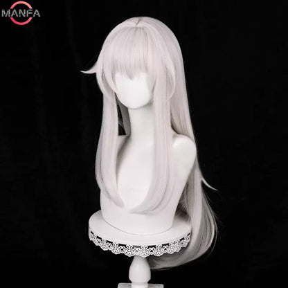 Peruca Cosplay HSR Clara 75cm Cabelo Liso Longo Prata Rosa Perucas Sintéticas Resistentes ao Calor Perucas de Festa de Halloween