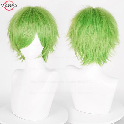 Anime 30cm Curta Reta Peruca Cosplay Preto Branco Verde Marrom Roxo Azul Cinza Vermelho Dourado Homens Mulheres Cabelo Sintético Resistente ao Calor