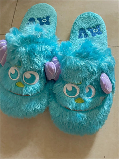 Pantufa de Anime Universidade Monstros Disney Monstros SA Mike Wazowski Sullivan Quente de Inverno Antiderrapante Desenho Animado Sapatos Domésticos