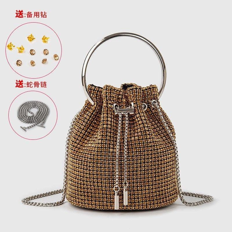 Women's bag 2024 a w bucket bags Women's inlaid diamond bag Fashion dinner women luxury single shoulder designer handbags