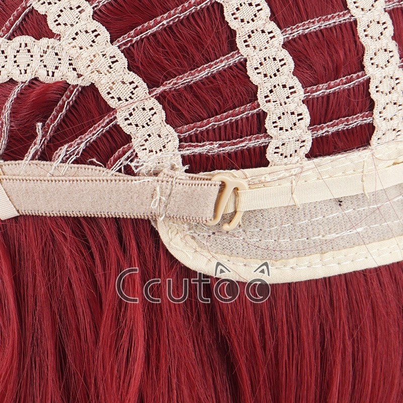 The Little Mermaid Deep Red Long Wig Synthetic Hair Curly Cosplay Wigs Princess Ariel Wig Role Play Costume + Wig Cap