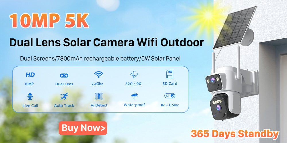 20MP 10K PTZ Wifi Camera Four Lens 10X Zoom Surveillance Camera Outdoor 360°No Dead Angle Ultra Long Range Night Vision Security