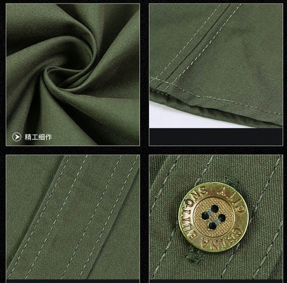 Men's Streetwear Casual Button Down Military Cargo Shirt Short Sleeve Cotton Dress Shirts For Hiking Fishing Golf Polos Shirts