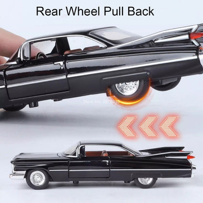 1:32 Escala Cadillac Eldorado Carros Brinquedo Modelos Pneus de Borracha com Luz Música Veículos Roda Puxar para Trás Miniatura de Carro Enfeite