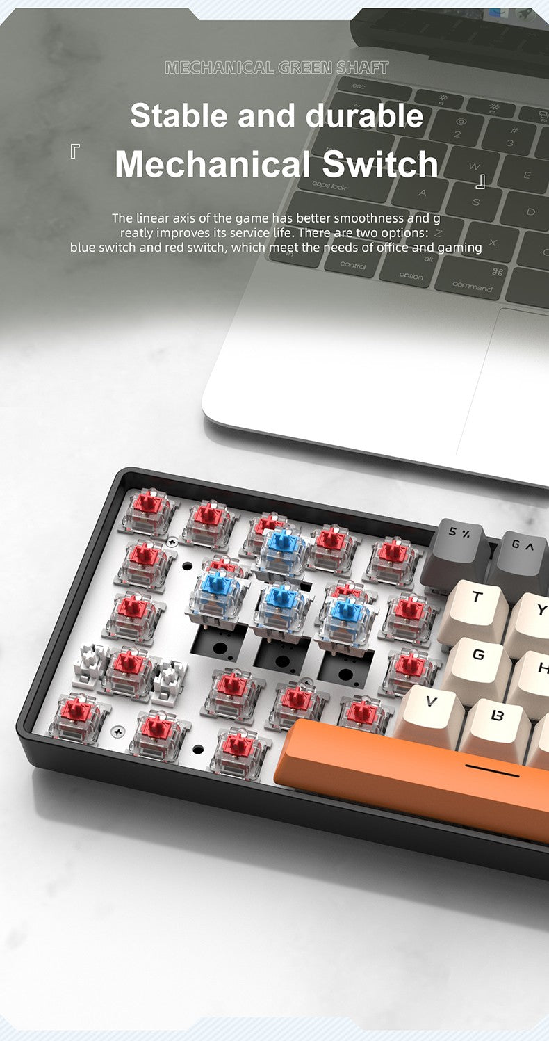 Mini Teclado Mecânico APAYADO K61, Com Fio, 61 Teclas, RGB Fantasma, Switch Mecânico Preto/Branco Vermelho/Azul para Jogos, 60% Portátil