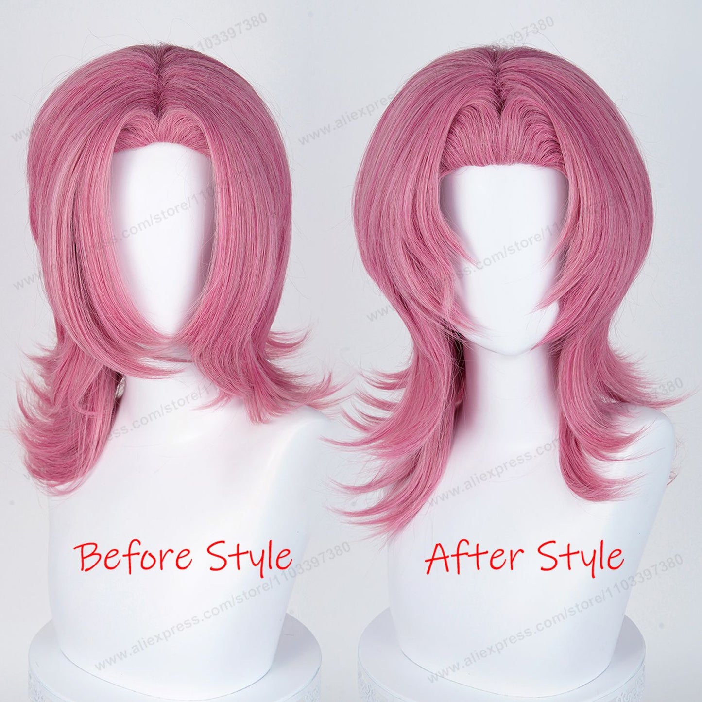 Saja Boys Romance Cosplay Peruca Sintética 48cm Rosa Escuro Cabelo Masculino Anime Perucas Resistentes ao Calor