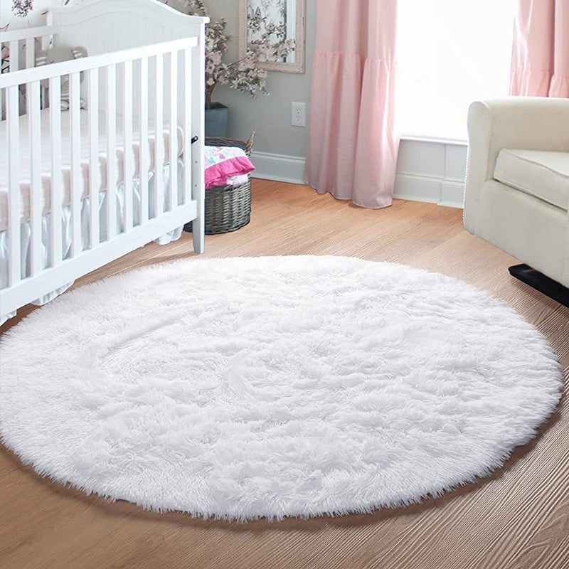 Pink Round Rug for Girls Bedroom,Fluffy Circle Area Rug for Kids Room,Furry Shaggy Carpet for Living Room100/120/140/160