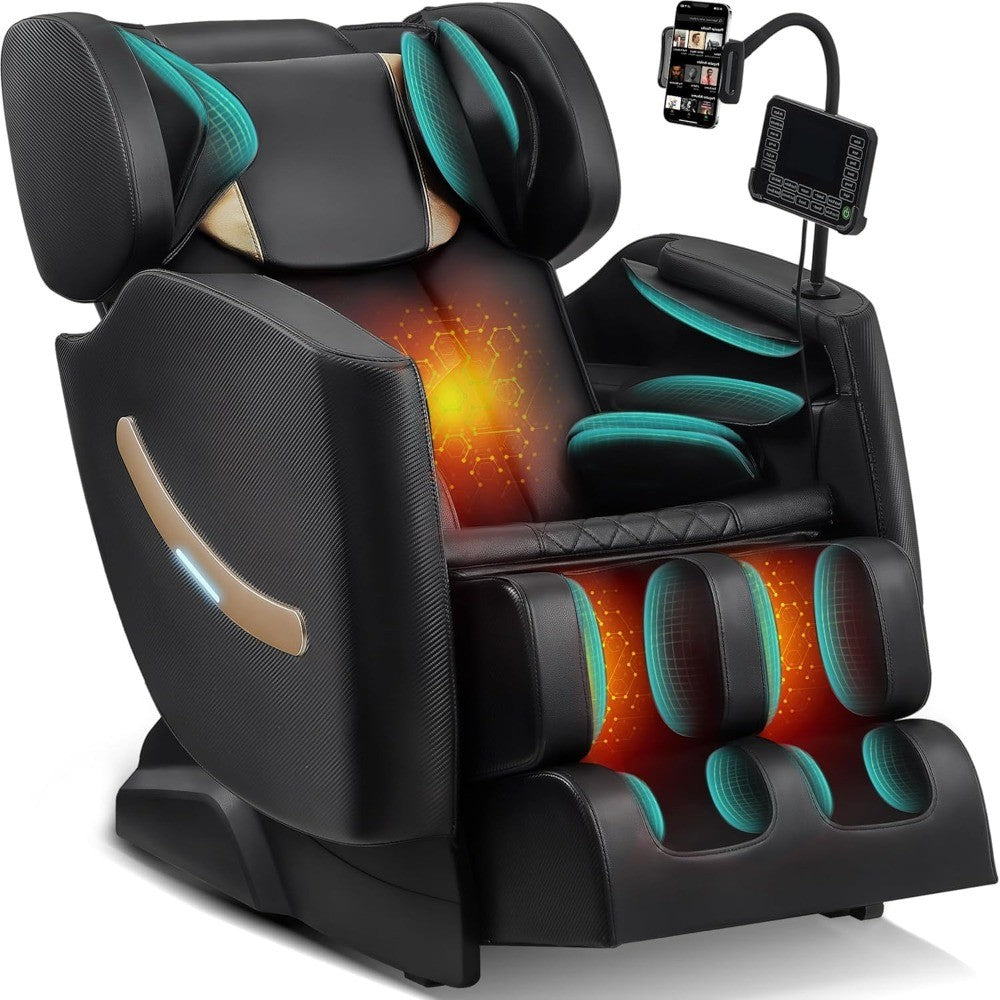 Massage Chair Full Body - Zero Gravity Massage Chair with 4D L-Track Roller System, Full Body Air Compression, Heat Therapy & Sm