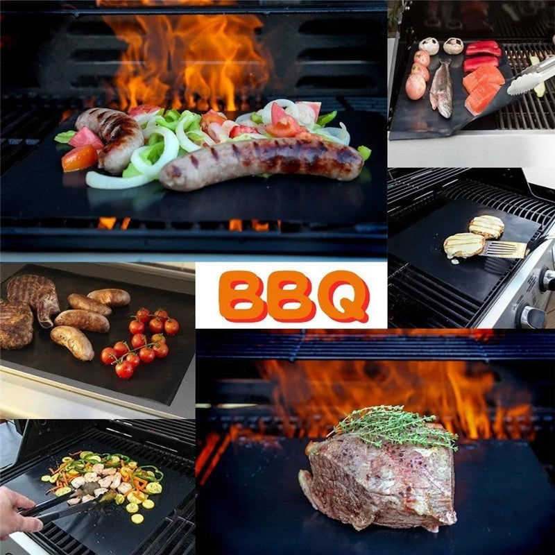 1-10pcs Non Stick BBQ Grill Mat 40*33cm Baking Mat BBQ Tools Cooking Grilling Sheet Heat Resistance Easily Cleaned Kitchen