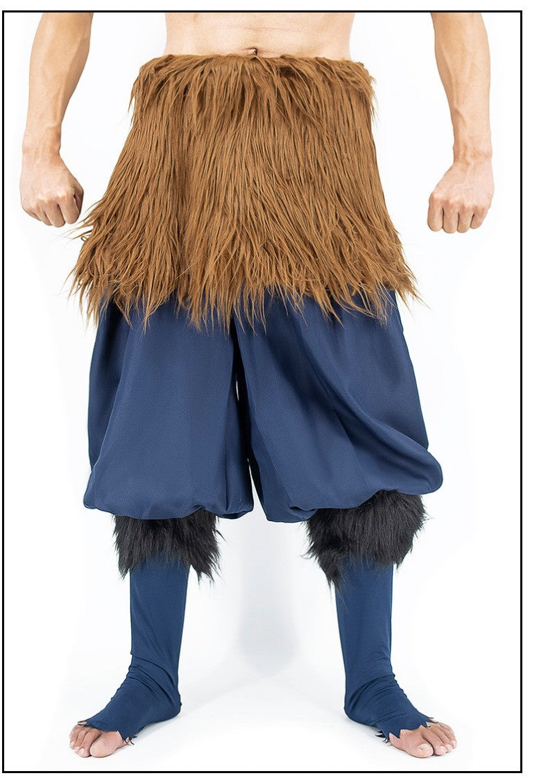 Halloween Anime Carnival Inosuke Cosplay Costume Wild Boar wig Japanese Style Sandals Adult Masquerade Birthday Party Costumes