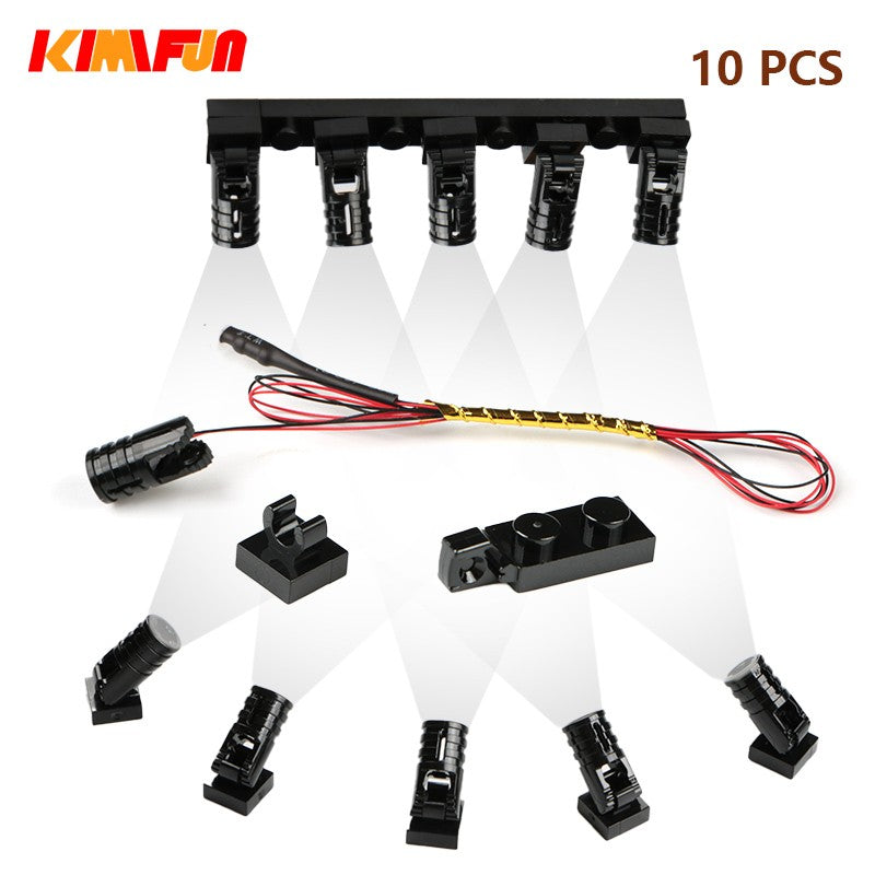 10 unidades de terminal LED refletor MOC luminária de mesa multifuncional holofote DIY preto bloco de construção 1219