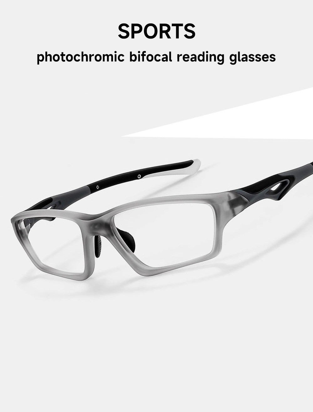 Sports Bifocal Reading Glasses Man Photochromic Anti-blue Light +1.0 To +4.0 TR90 Frame Eyeglasses High Quality Eyewear Readers