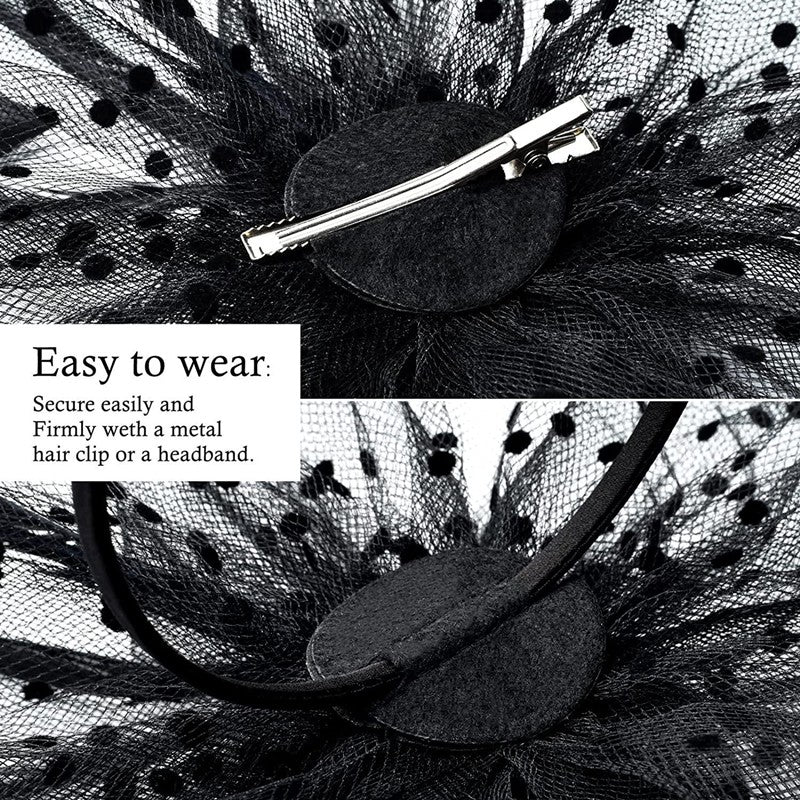 New 12 Color Net and Feather Fascinator Hat Headband Alice Headband Clip Mesh Flower Wedding Cocktail Hair Accessories Tea Party