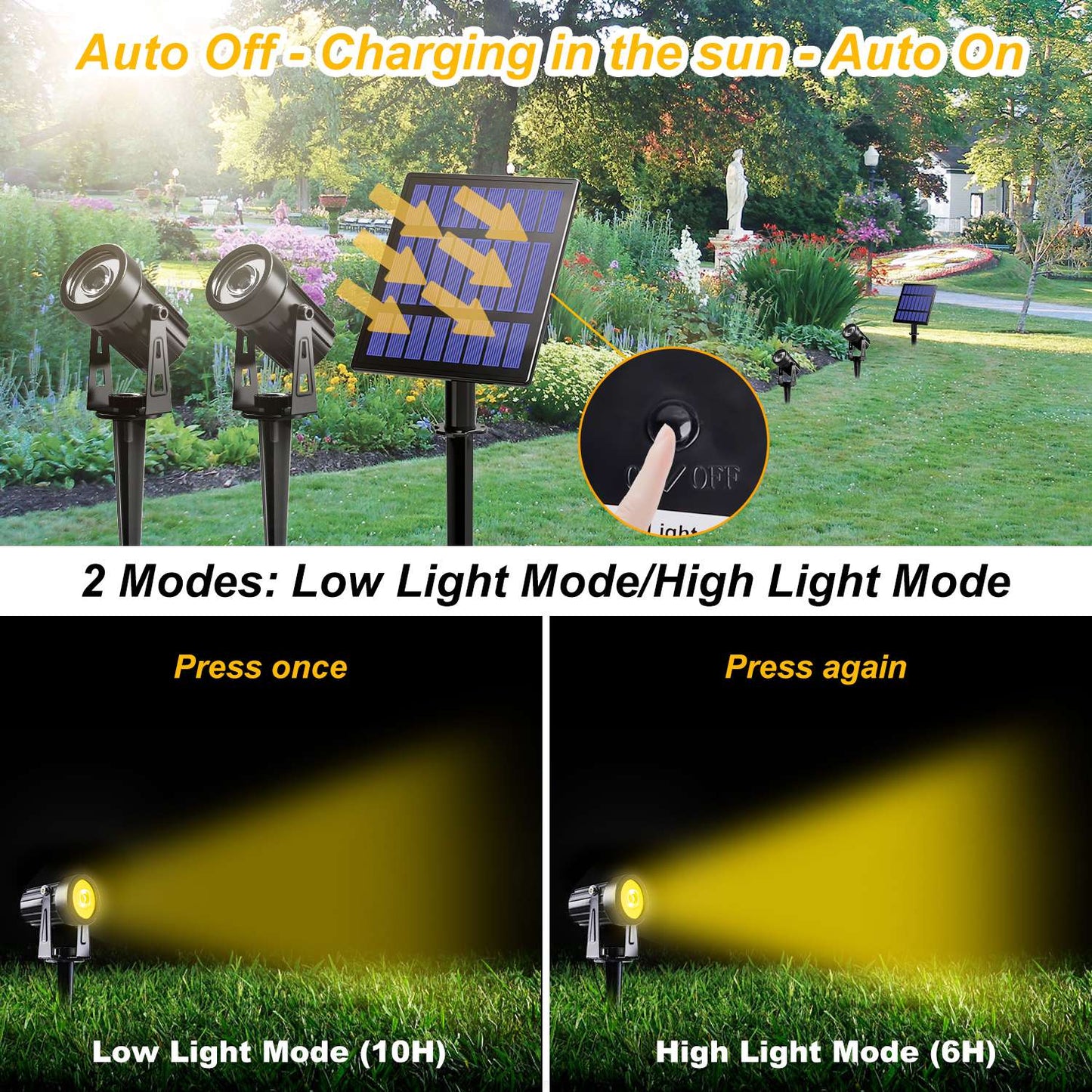 Solar Powered Spotlight IP65 Solar LED Light Outdoor Landscape Yard Garden Tree Separately Lamp Aluminum Anti Rust Solar Lamp