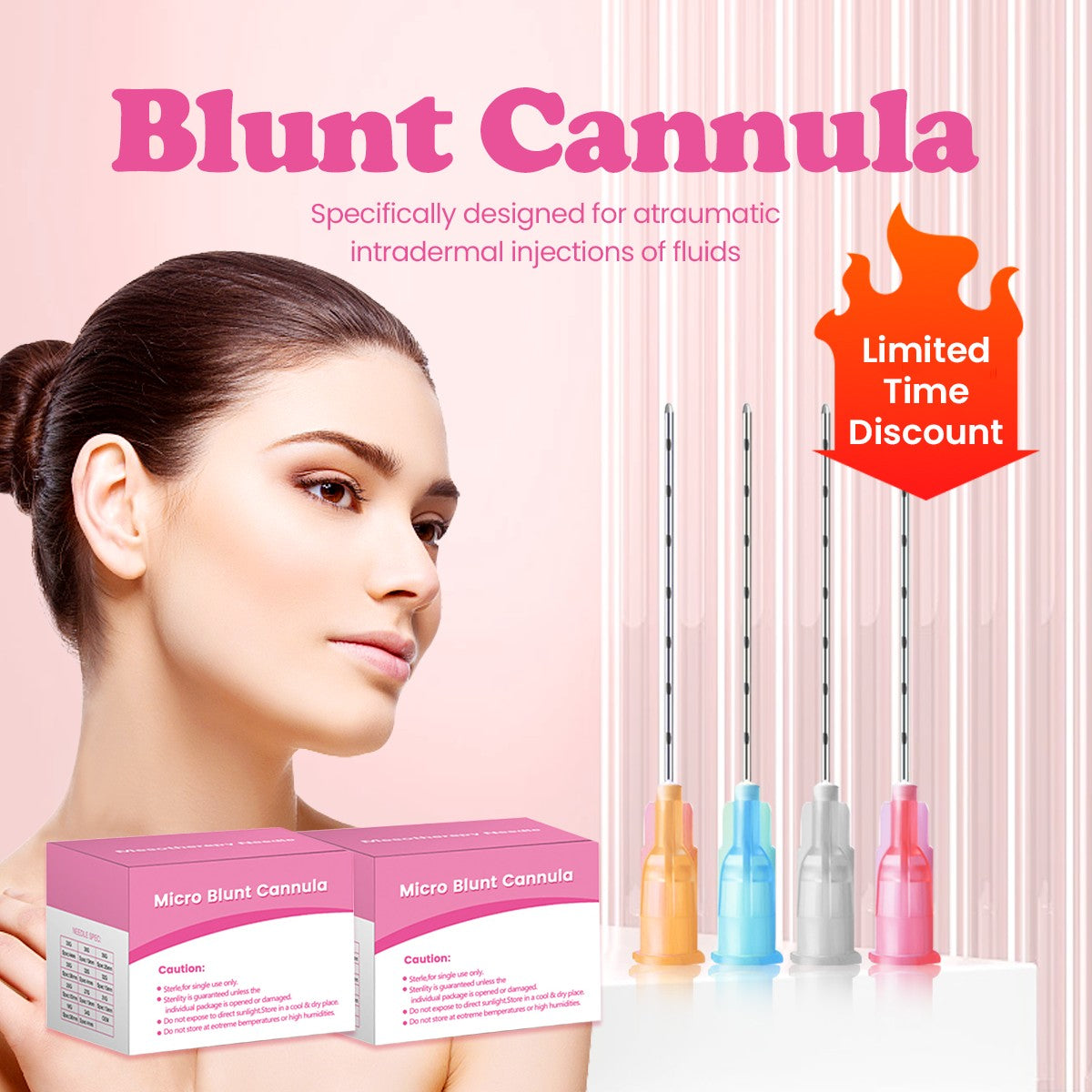 Sterile 22G 50mm 25G 50mm Micro Blunt Cannula Disposable  Blunt Tip Needle Stainless Steel Micro Cannula