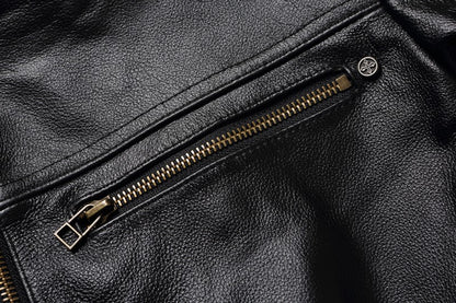 Men's Spring Original Leather Motorcycle Jacket 2025 Skull Embroidery Top Layer Cowhide Clothing Slim Fit Black Slim Male Coat