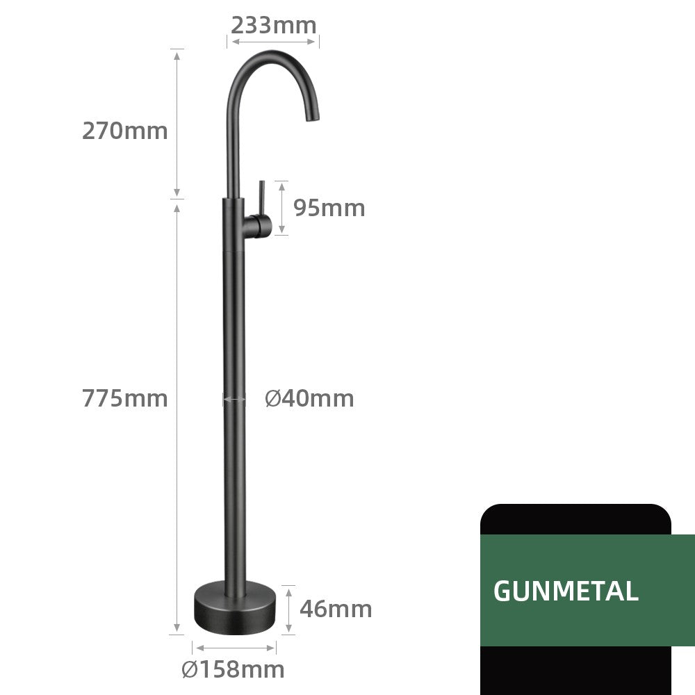 Bathroom Bathtub Floor Stand Faucet Rose Gold Mixer Single Handle Tap 360 Rotation Spout With Brass Hand Hot &Cold Water Shower