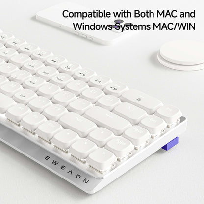 Teclado Gamer Sem Fio Ergonômico EWEADN Tri-Modo, BT/2.4G/Com Fio, Switch de Perfil Baixo, Tela, Silencioso, Botão Giratório, para PC/Laptop