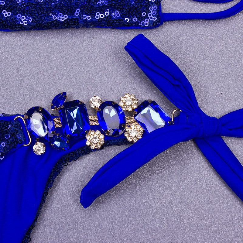 Sequins Sexy Bikinis Swimsuit With Rhinestones Women Swimwear Female Push Up Bikini Beach Swim Wear Bathing Suits Pool Bather