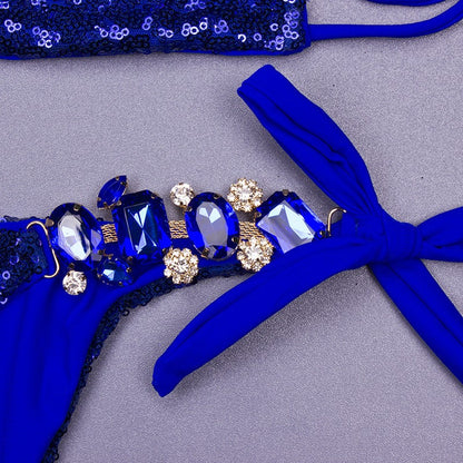 Sequins Sexy Bikinis Swimsuit With Rhinestones Women Swimwear Female Push Up Bikini Beach Swim Wear Bathing Suits Pool Bather