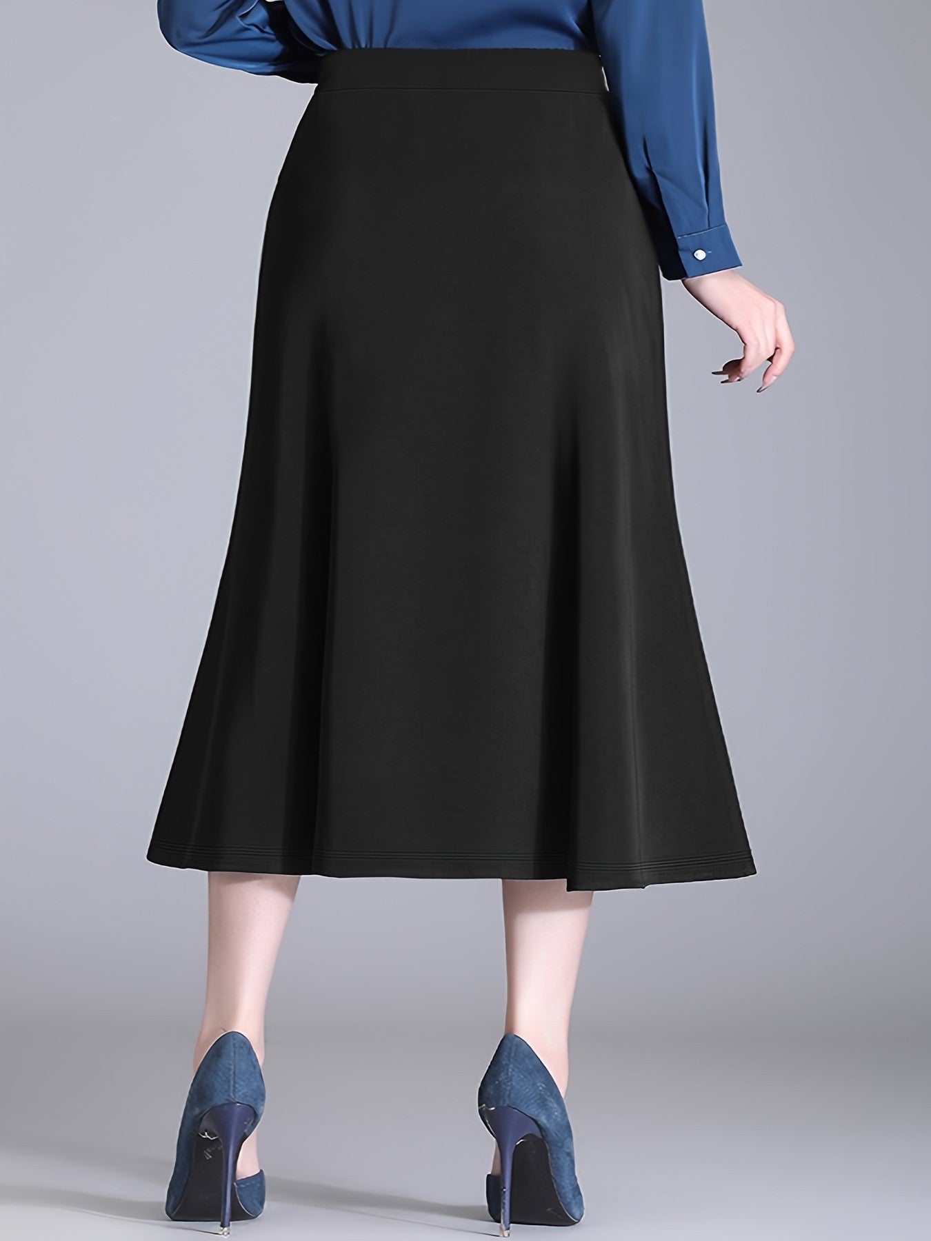 Spring and summer new plus size women's fashion temperament wind solid color half-body skirt