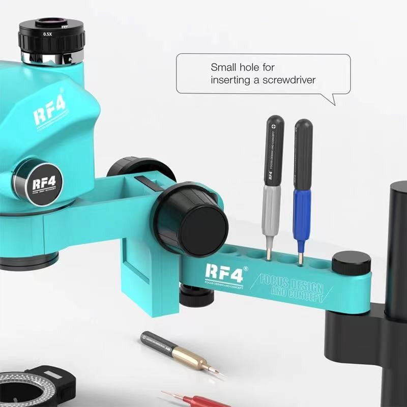 RF4 Microscópio Trinocular Estéreo Rotação 360° com Braço Articulado Suporte de Campo Amplo Câmera HDMI 4K Reparo de Solda de Placa PCB de Celular