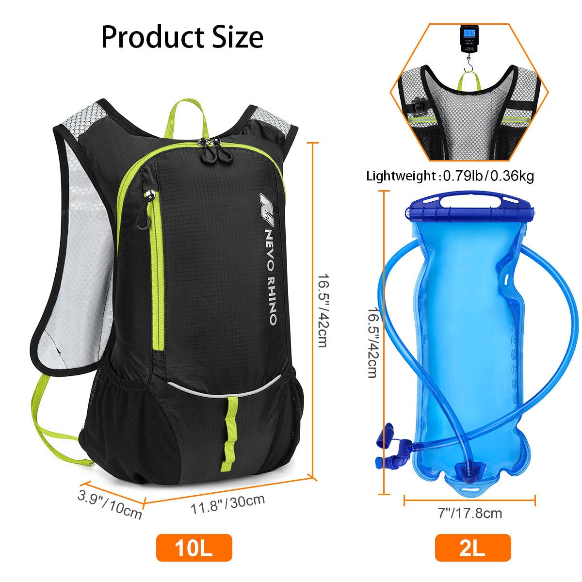 1 Mochila de Hidratação Leve, Mochila de Hidratação para Corrida com Reservatório de Água de 2L para Ciclismo