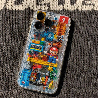 Fashion Building Blocks M-Marios Phone Case For iPhone 17 16 15 14 13 12 11 Mini Pro Max XR XSMax 8 Plus SE20 Transparent Cover