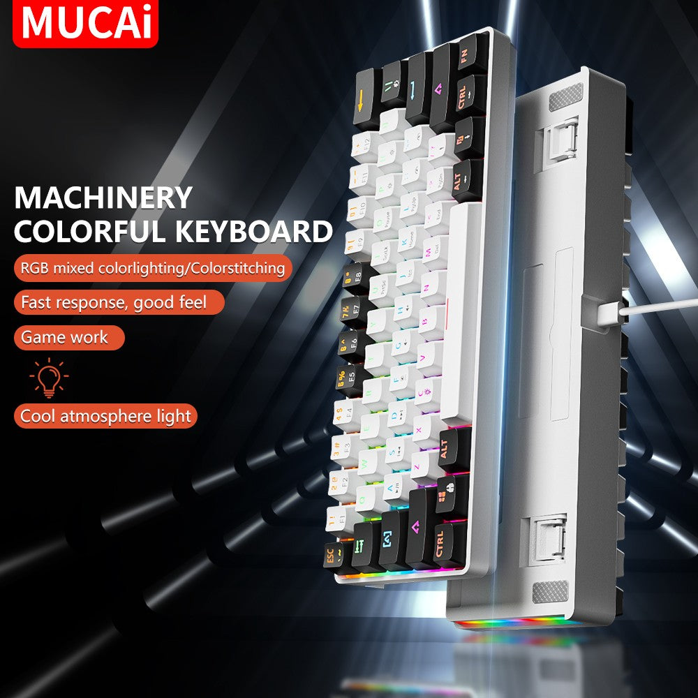 MUCAI MK61 RGB backlit esports gaming mechanical keyboard with red axis wired detachable cable USB interface hot swappable