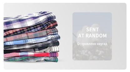 4Pcs Boxer Men Underwear Cotton Man Short Breathable Plaid Woven Shorts Boxer Male Underpants Plus Size Pajamas Sleep Bottoms