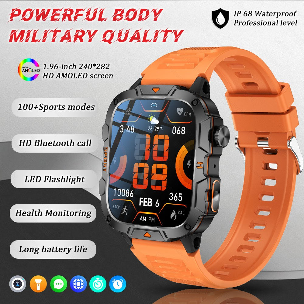 2025 Novo Para Xiaomi Militar Grau Smart Watch Masculino Tela AMOLED de 1.96" 5ATM À Prova D'Água Esportes Rastreador de Fitness Chamada BT Smartwatch