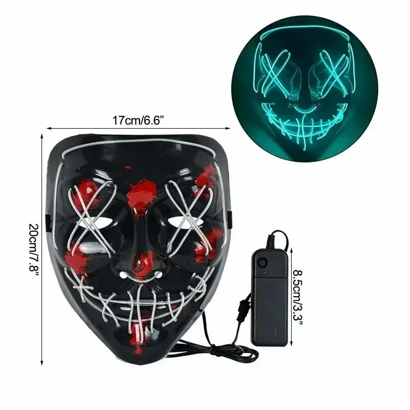 New Halloween Neon Led Purge Masquerade Carnival Party Masks Light Luminous in The Dark Cosplay Supplies