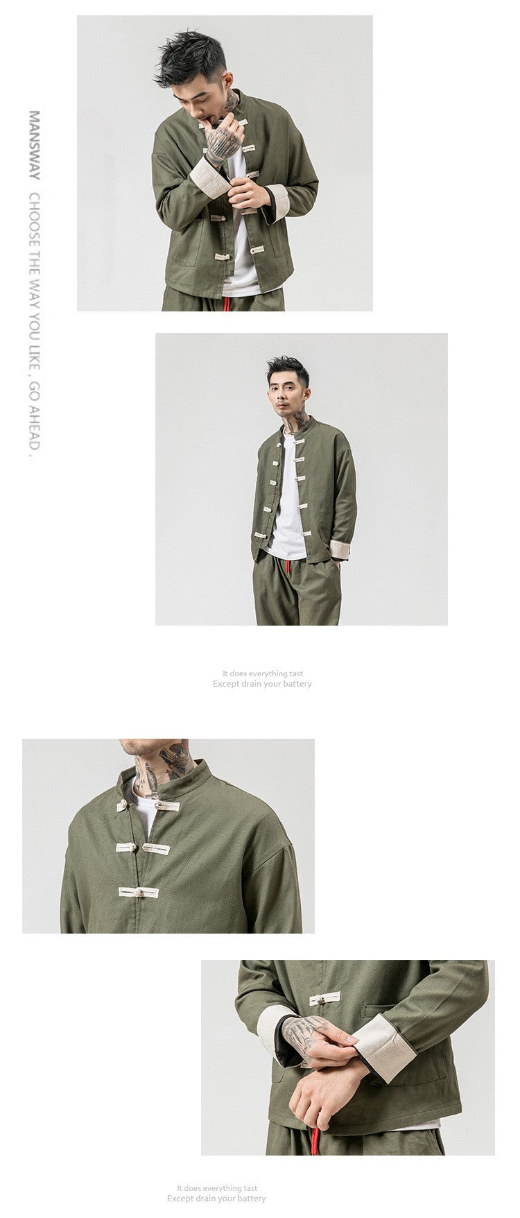 Chinese Wind Cotton Buckle Large Men's Casual Jacket Jacket Retro Stand-up Collar Tang Suit Top Batch