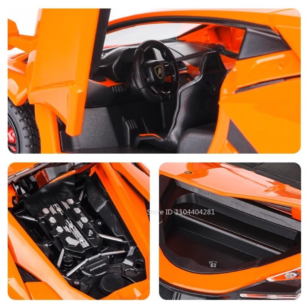 1:24 Lambor Revuelto Bolide Alloy Diecast Cars Model Toys with Sound Light Pull Back Doors Opened Miniature Sports Car Boy Gifts