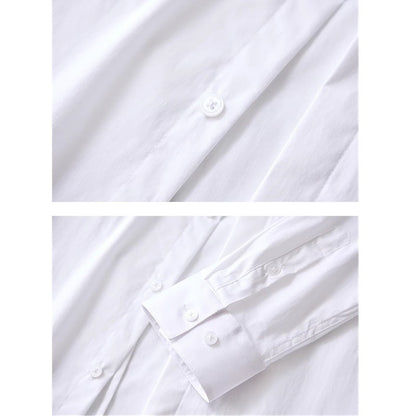 Black Mens Embroidered Long Sleeve Shirt, Black Single Breasted Lapel Casual Shirts, Asian Size M-6XL