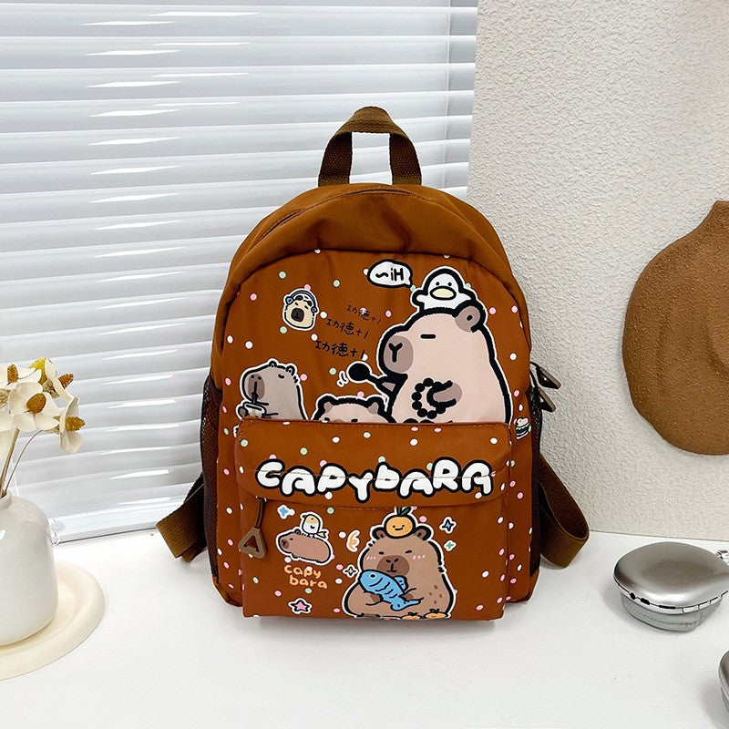 Creative Cute Capybara Backpack Large Capacity Cartoon Animal Lightweight Multi Functional Schoolbag  Kids Boys Girls Rucksack