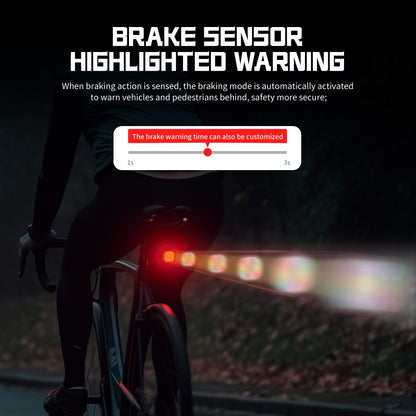 TOWILD TL08 Luz traseira com expressão inteligente 140 LEDs Sensor de frenagem Bluetooth Luz traseira de bicicleta personalizável