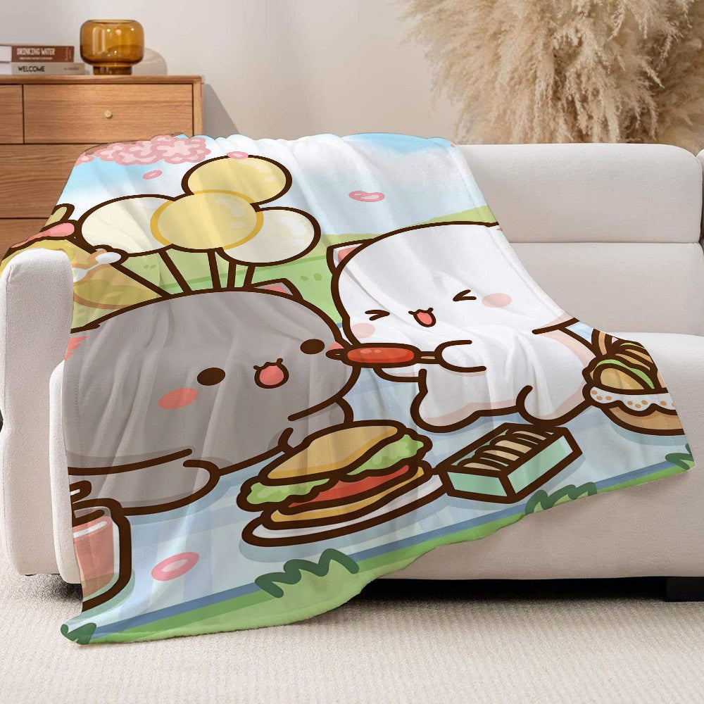 Cartoon cute Peach and Goma Blanket For Sofa Office Bed Plane Travel Sleep Read Relax Camping Soft And Warm