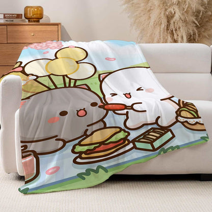 Cartoon cute Peach and Goma Blanket For Sofa Office Bed Plane Travel Sleep Read Relax Camping Soft And Warm