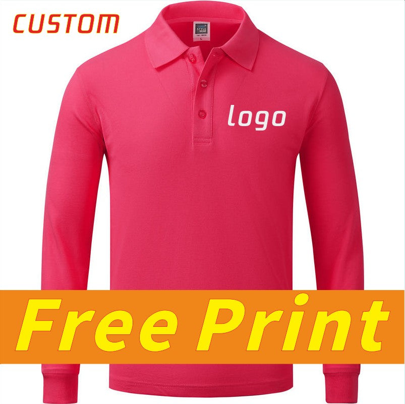 Leisure long sleeved POLO shirt custom autumn and spring long sleeved lapel t-shirt with printed logo and personalized design em
