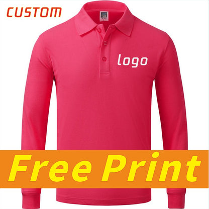 Leisure long sleeved POLO shirt custom autumn and spring long sleeved lapel t-shirt with printed logo and personalized design em