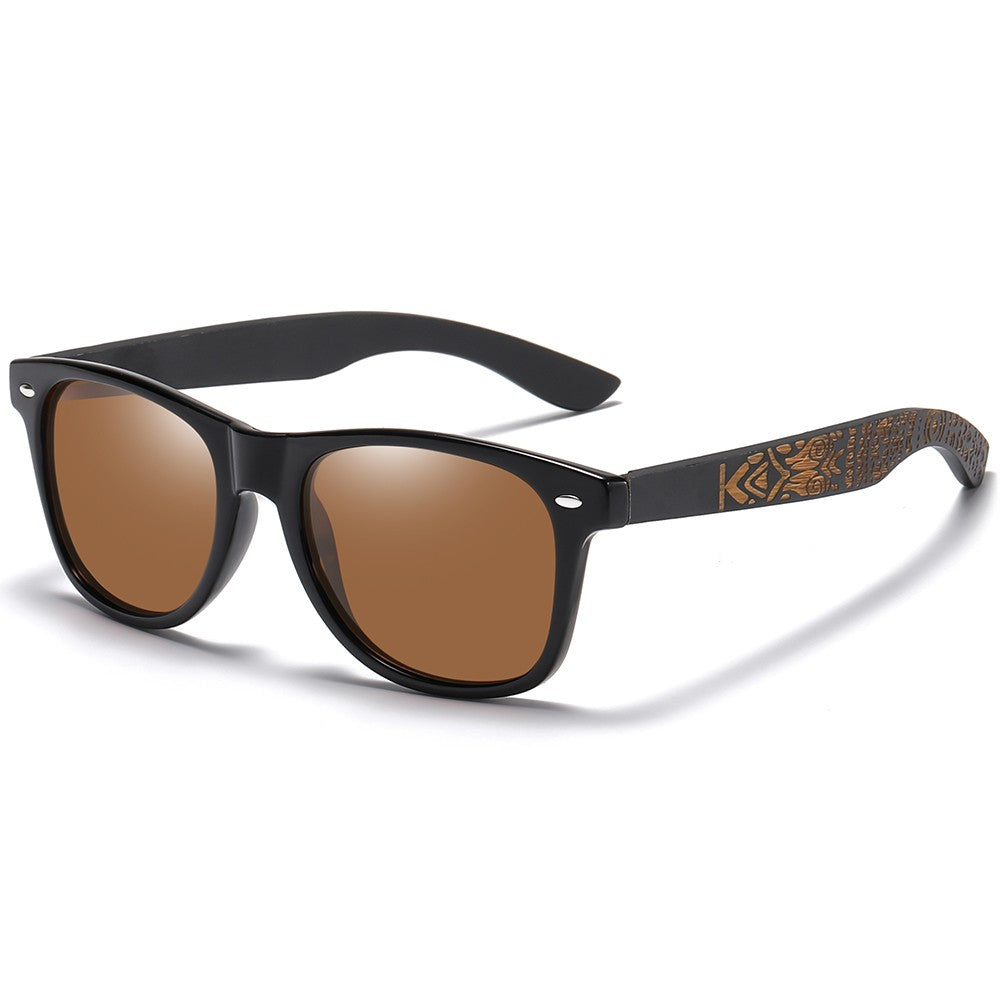 Óculos de Sol Masculinos e Femininos Polarizados de Bambu Madeira GM S5097 Oval