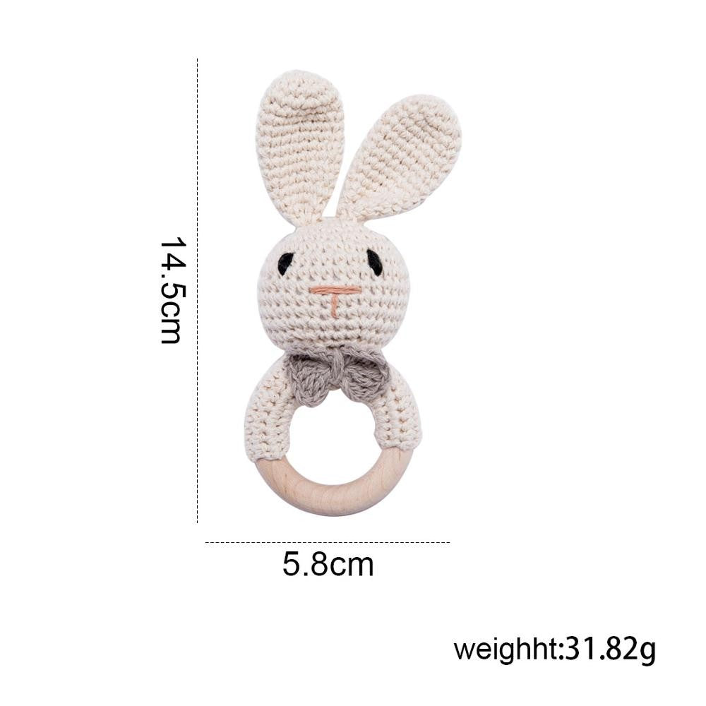 Brinquedos de Crochê para Bebês Chocalho de Animal Desenho Animado Chocalhos Musicais para Bebês Chocalho de Dentista Kawaii Brinquedo de Bebê 0-12 Meses Brinquedos Montessori