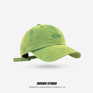 Trendy Japanese Retro Washed Denim Baseball Cap Embroidered Letter Couple Sun Hat Casual Outdoor Sport UV Resistant Baseball Cap
