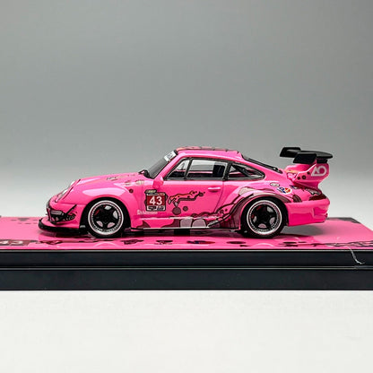 In-Stock Flame 1:64 Rwb 993 964 Pink/Green Dinosaur Paint Simulation Alloy Miniature Die-Cast Car Model Custom Children Toy Gift