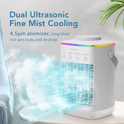 Ar Condicionado Portátil Ventilador de Mesa Spray Duplo Atomização Ultrassônica 3/4 Velocidades Silencioso Refrigerador de Ar Luz Noturna Ventilador Elétrico Doméstico